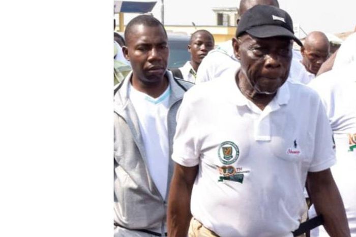 Former President, Olusegun Obasanjo during the road walk