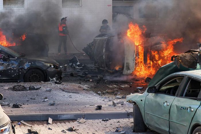 Hamas launched 5,000 rockets at southern Israel from the Gaza Strip on October 7.Ahmad Gharabli/AFP via Getty Images