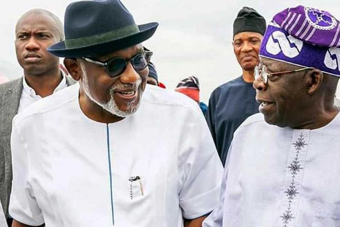 APC National Leader, Asiwaju Bola Ahmed Tinubu and Ondo state Governor, Rotimi Akeredolu. [Guardian]