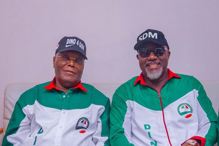 Alhaji Atiku Abubakar and Senator Dino Melaye. [Atiku/Twitter]