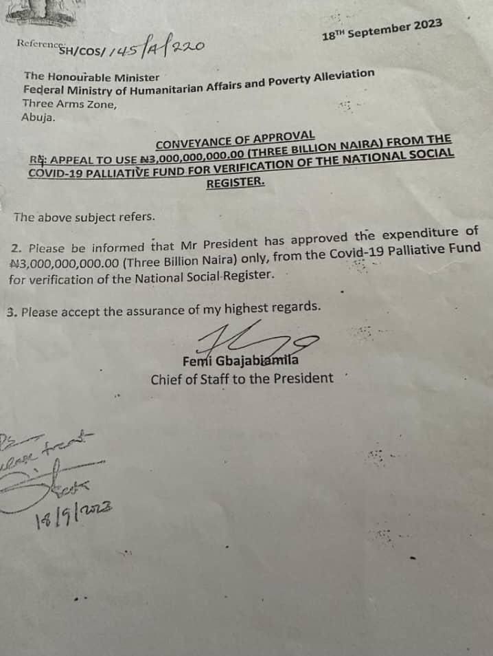 A leaked memo indicating that Femi Gbajabiamila approved the release of N3billion to Beta Edu.