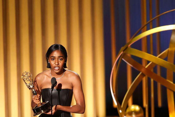 Ayo Edebiri wins Outstanding supporting actress in a comedy series at the Emmys [MONICA SCHIPPER//GETTY IMAGES]