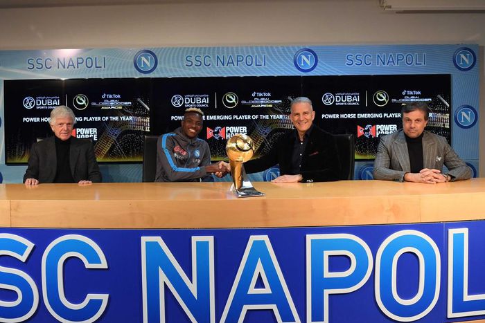 Victor Osimhen awarded the Globe Soccer Power Horse Emerging Player of the Year in Naples, Italy