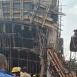 The partially-collapsed building at a construction site beside Taj Bank in Central Business District Abuja on Saturday [NAN]