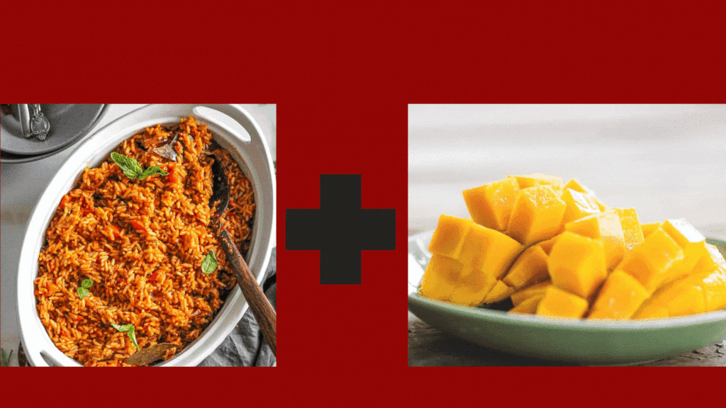 Jollof rice and mango [Worldlytreat/eatthisnotthat]