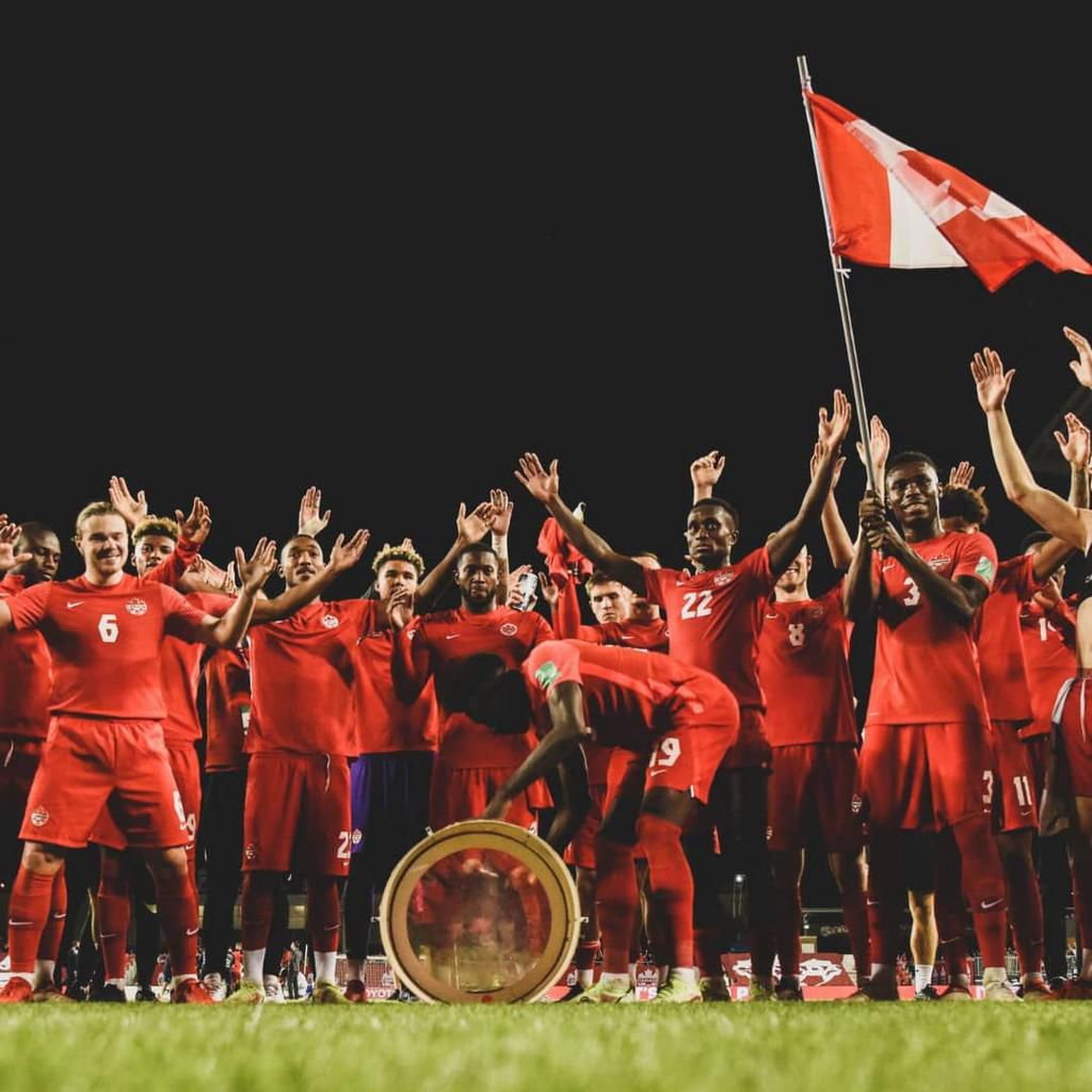 Canada national team celebrating after qualifying for the World Cup