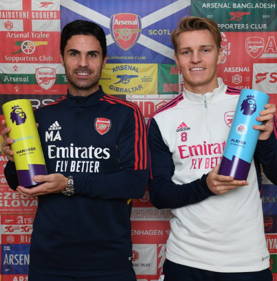 Odegaard, Arteta scoop monthly awards