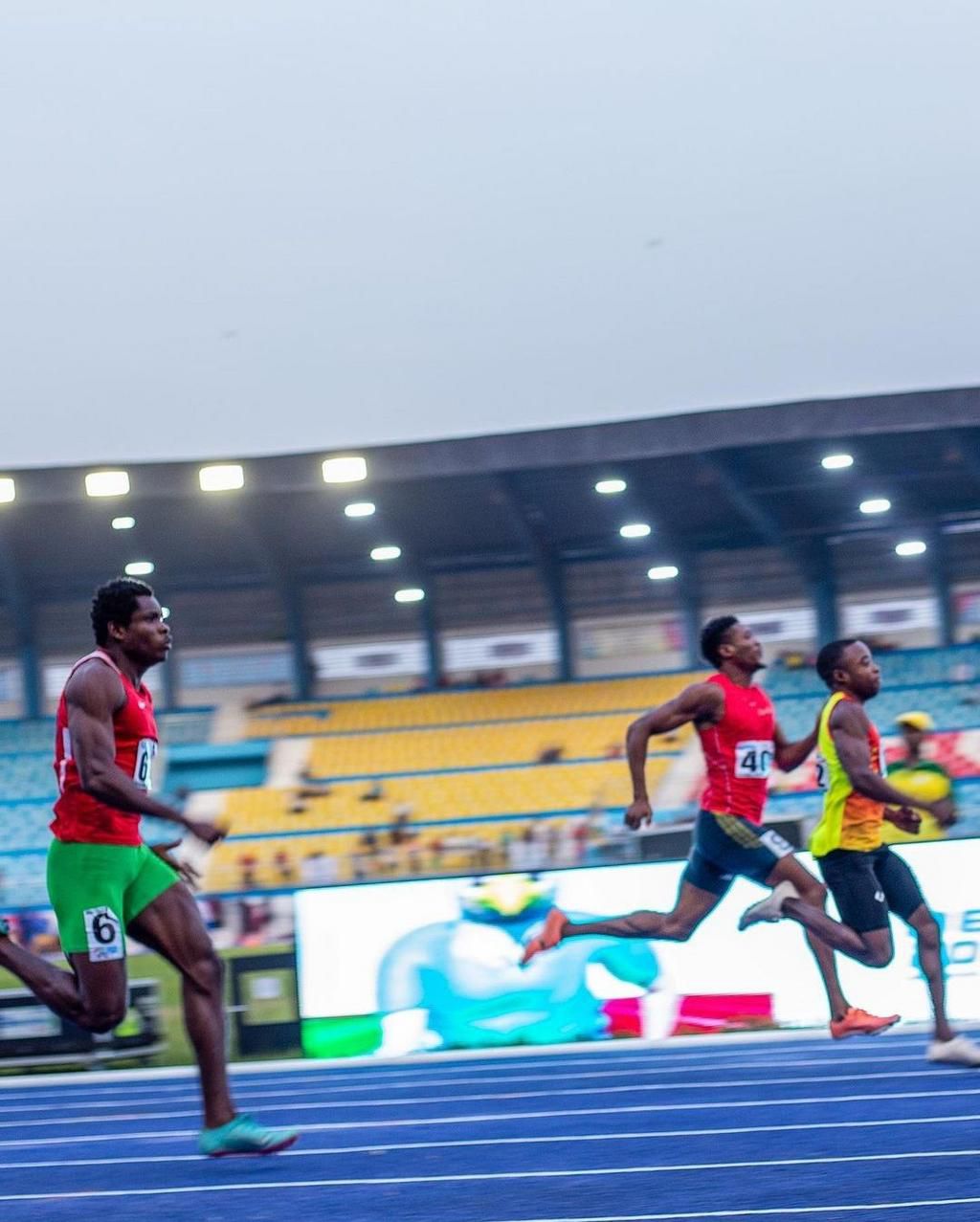 Sunday Akintan (far left) stunned the 100m and 200m field at the National Sports Festival in Asaba