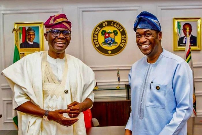 Lagos State governor, Babajide Sanwo-Olu, and deputy governor, Obafemi Hamzat [Twitter/@jidesanwoolu]