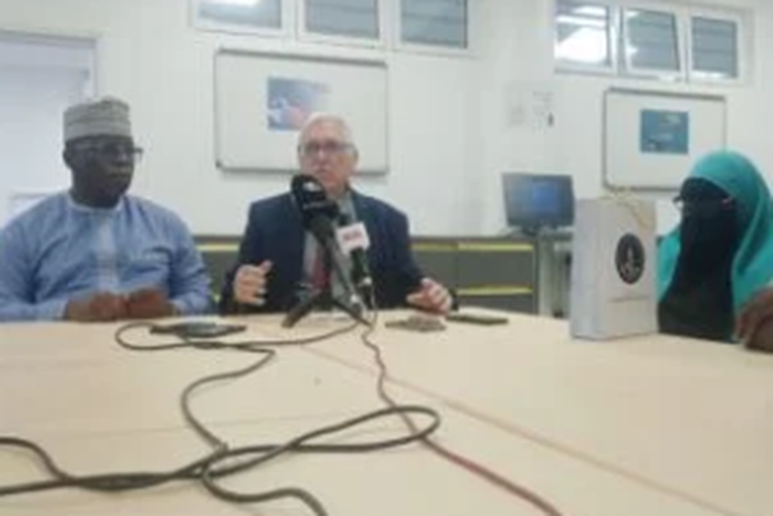 Vice-Chancellor, Cosmopolitan University, Prof. Carl Adams and the university Registrar, Dr Mani Ibrahim at the Open House of the school.