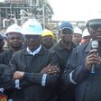 Minister of State for Petroleum Resources, Heineken Lokpobiri (middle with mic); NNPCL Group CEO, Mele Kyari (to his immediate right); and other officials during an inspection of the Kaduna Refinery on Saturday, October.