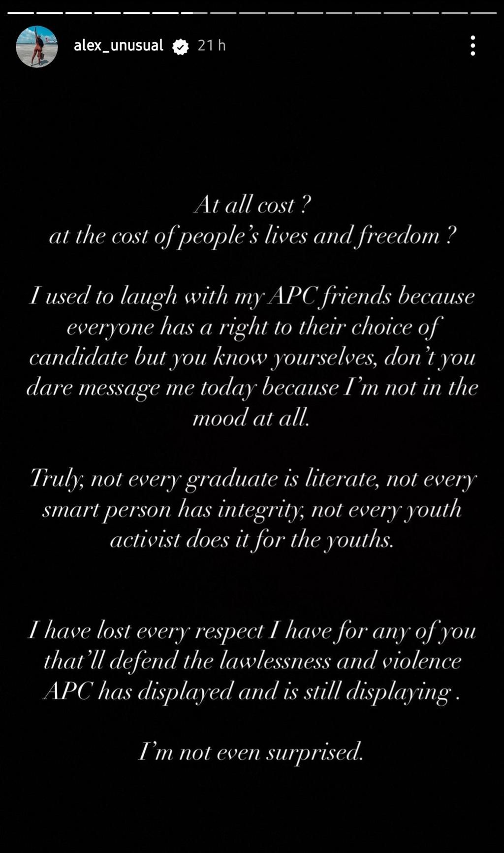 2023 Elections: Alex Unusual curses celebrities supporting APC for selfish reasons