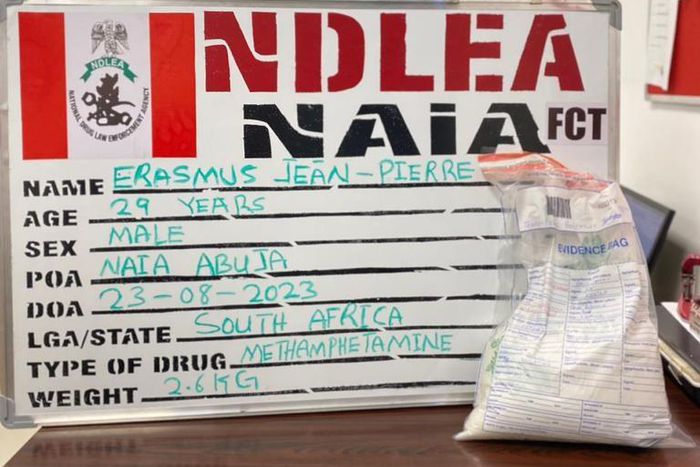 The South African arrested with illicit drugs. [Facebook:NDLEA]