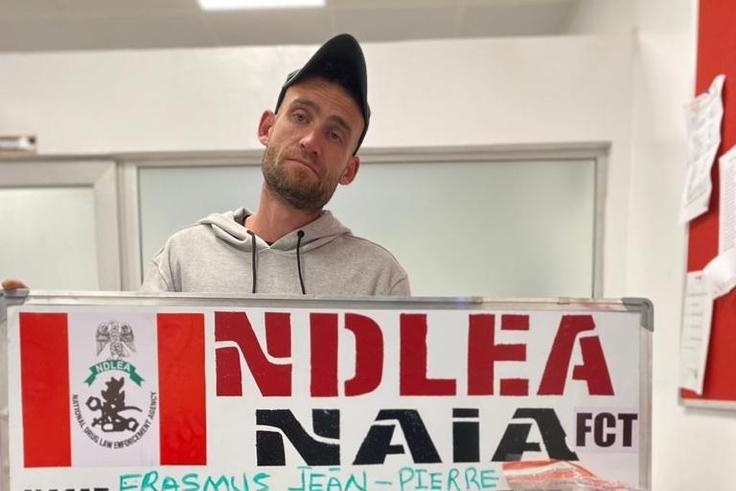The South African arrested with illicit drugs. [Facebook:NDLEA]