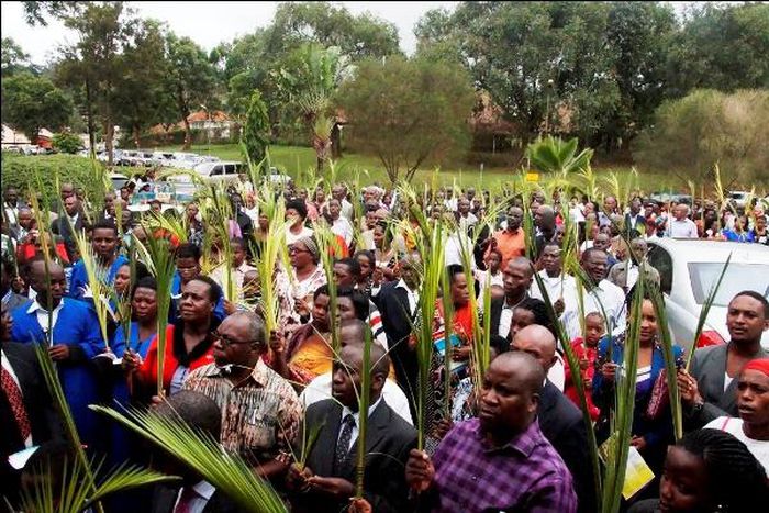 During a palm Sunday service (Nigerianeye)