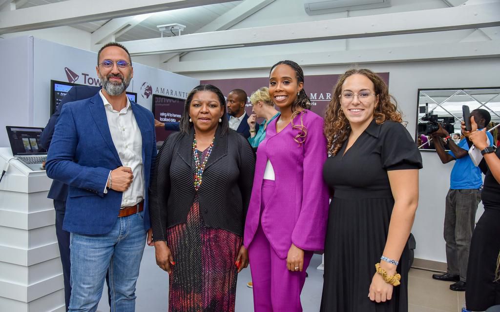 L-R: Michael Vetro, Managing Director, Amarante Nigeria; Mrs. Bola Adesola, Chairman of Board,Ecobank Nigeria; Folake Edun, Chief Executive Officer, Towntalk Solutions; and Coleen Essengue,Analyst, Amarante International at the announcement of Towntalk...
