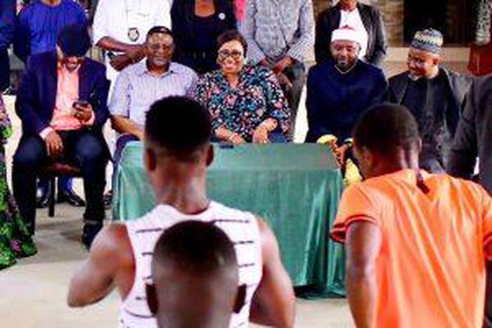 Gov. Bassey Otu, his wife and other dignitaries being entertained at the Federal Correctional Centre, Afokang, Calabar