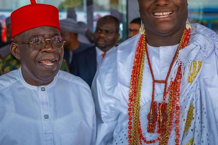 President Bola Tinubu (left) with the Ooni of Ife (right) [Instagram/@ooniadimulaife]