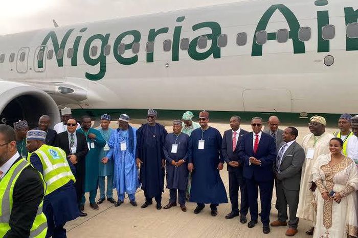 Hadi Sirika displayed a Nigeria Air plane three days before the end of the Muhammadu Buhari administration [Presidency]