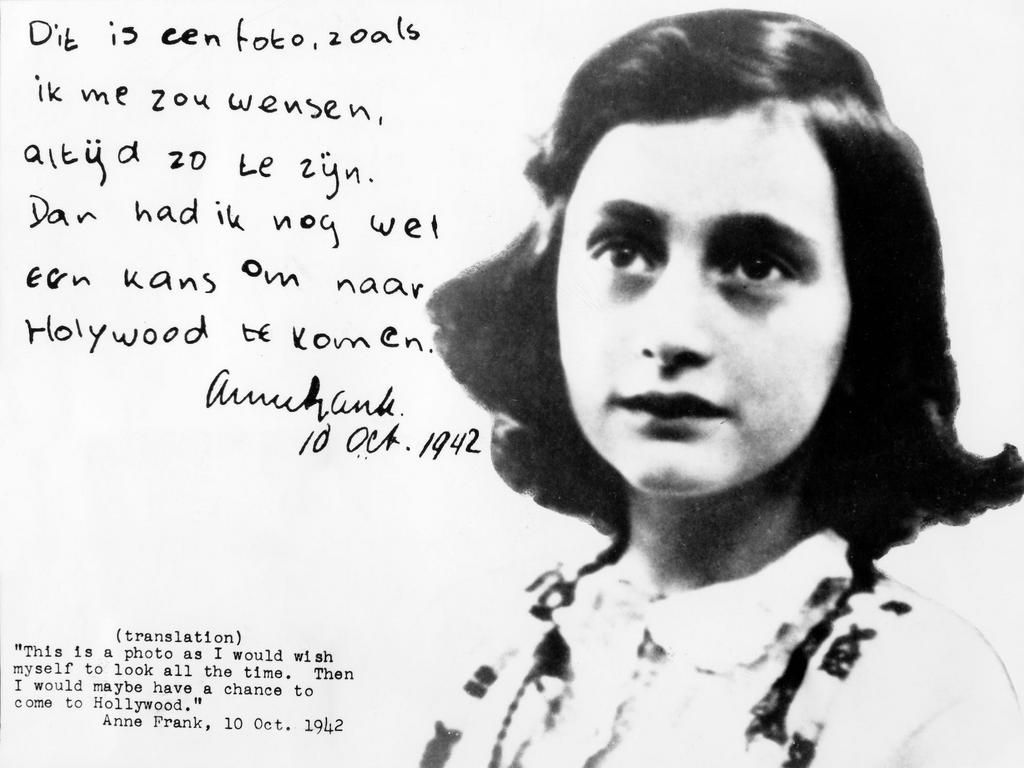 The famous Jewish diarist Anne Frank who was transported to Auschwitz in 1944, before she died in the Bergen-Belsen death camp.
