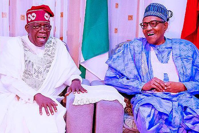 President Bola Tinubu and his predecessor, Muhammadu Buhari. [Channels TV]