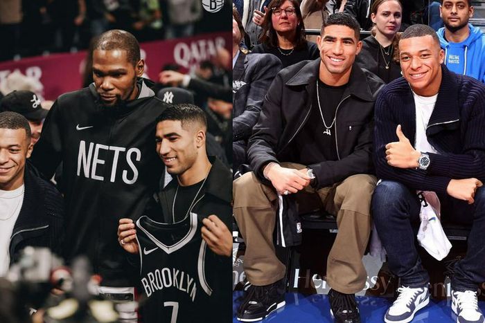 Mbappe and Hakimi enjoy break in the USA with an NBA game as Brooklyn Nets beat San Antonio Spurs