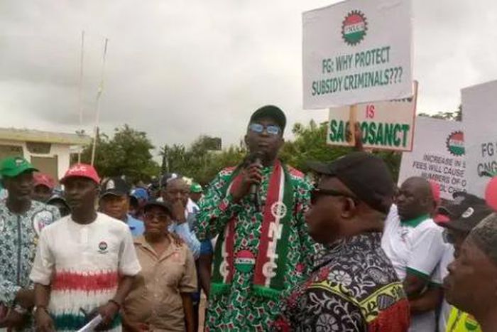 Labour leaders champion the protest in Kaduna on Wednesday. [NAN]