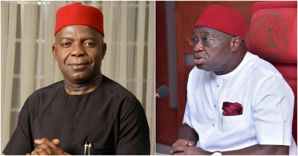 Abia State Governor, Alex Otti and his predecessor, Dr Okezie Ikpeazu.