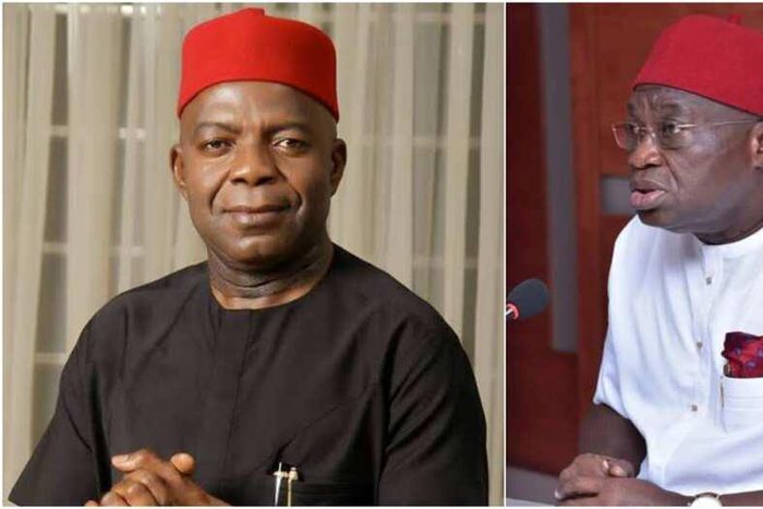 Abia State Governor, Alex Otti and his predecessor, Dr Okezie Ikpeazu.