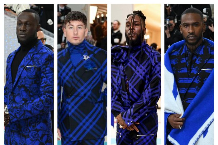 Burna Boy and others in similar Burberry outfits [Getty]