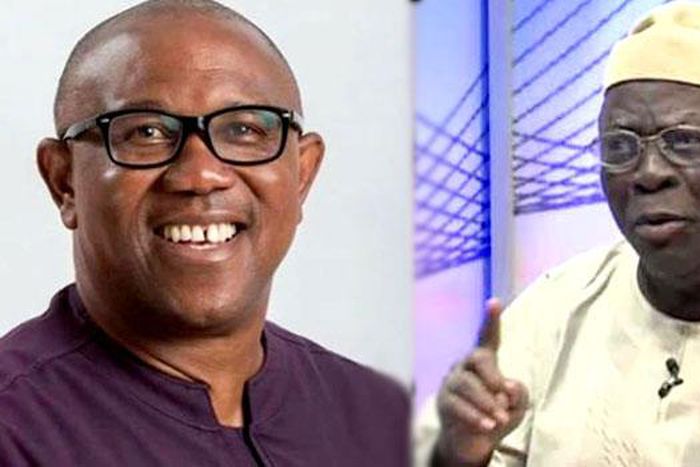 Pa Ayo Adebanjo (Left) declared his support for Peter Obi, the presidential candidate of the Labour Party on the ground that the southeast region has never produced a president. (Channels TV)