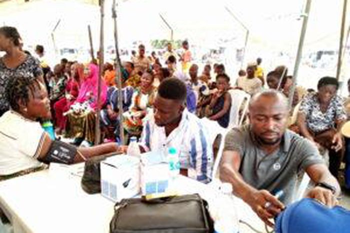 Residents of Alagutan community, Ajah Lagos State, receiving medical services at HAF outreach on Saturday in Lagos.