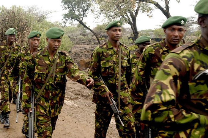 Kenyan soilders marching