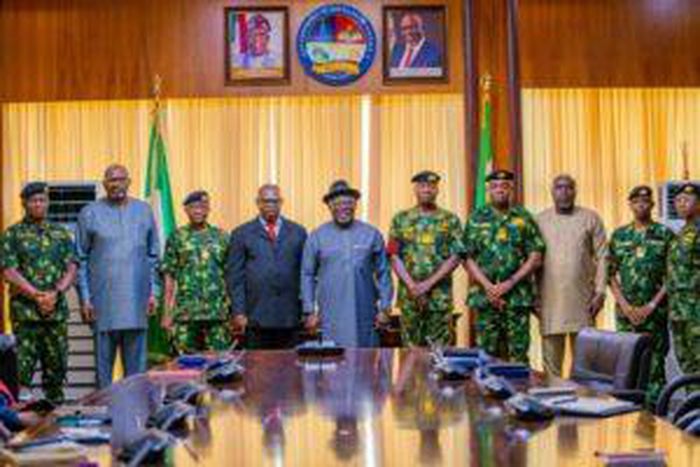 Gov. Sheriff Oborevwori on Tuesday received on courtesy,the Flag Officer Commanding Central Naval Command,Rear Admiral U.S.A Chugali  at Government House, Asaba.