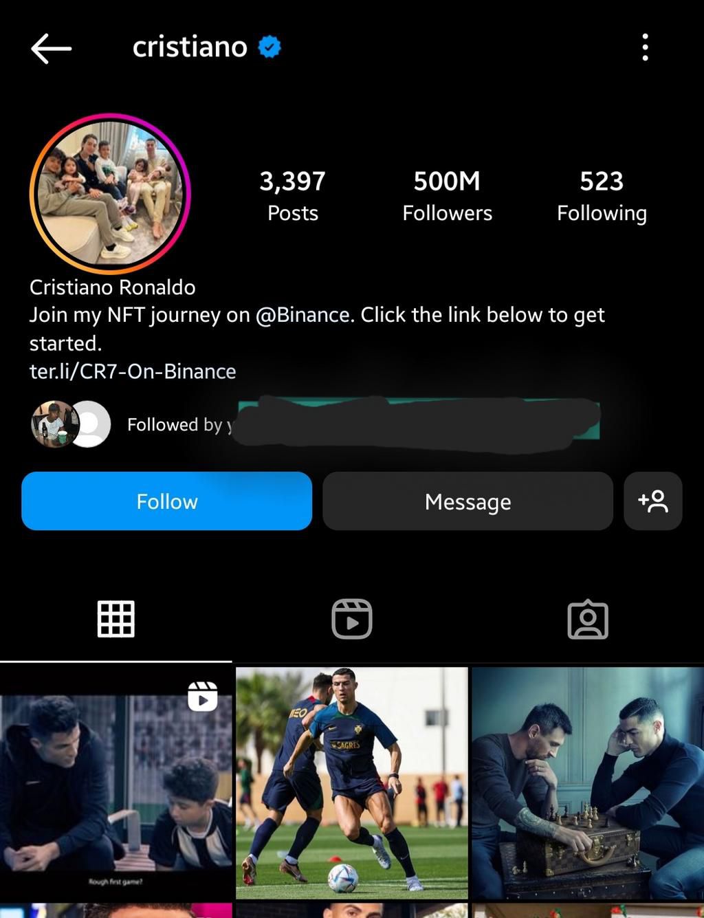 Ronaldo's Profile: Screenshot [Instagram]