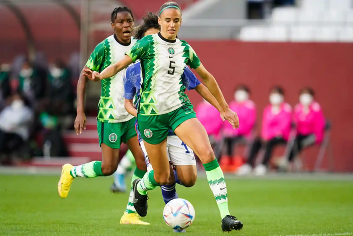 Ashleigh Plumptre in action for Nigeria's Super Falcons (PHOTO: Aflo Co Ltd/Alamy)