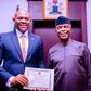 Billionaire businessman, Tony Elumelu (left), and Vice President Yemi Osinbajo (right) [Presidency]