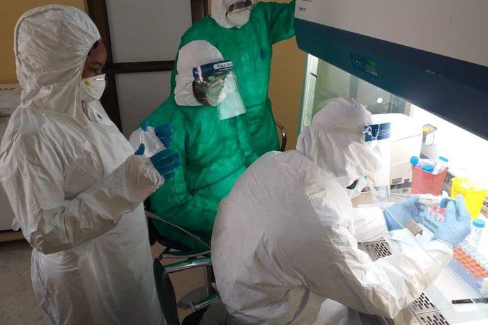 Lab technicians testing for the coronavirus disease (COVID-19) [NCDC]