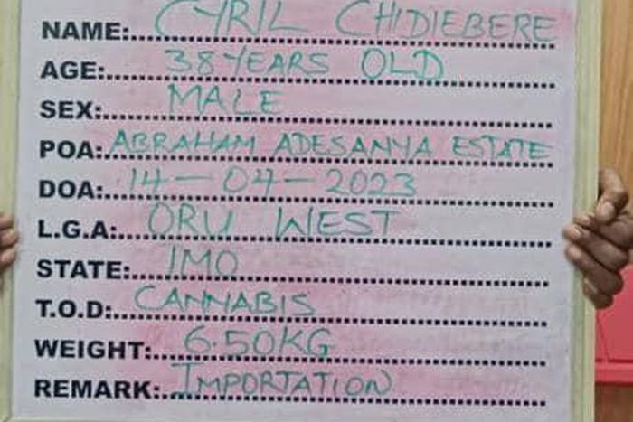 Cyril Chidiebere. [Facebook:NDLEA]