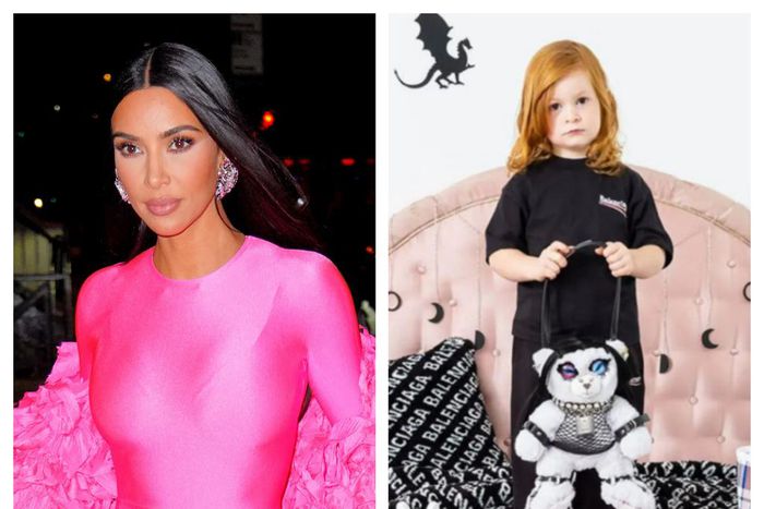 Kim alongside the troubling Balenciaga campaign [Twitter]