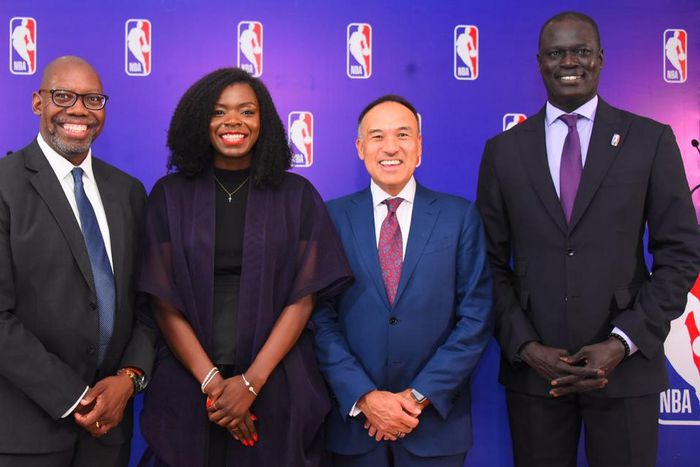L-R: Victor Williams, Chief Executive Officer, National Basketball Association (NBA) Africa; Gbemisola Abudu, NBA Africa Vice President & Country Head of Nigeria; Mark Tatum, NBA Deputy Commissioner and Amadou Gallo Fall, President, Basketball Africa L...