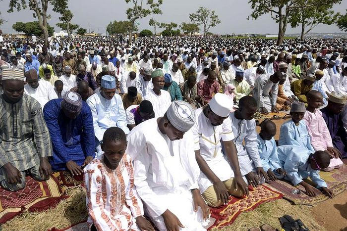Muslims observing prayer session