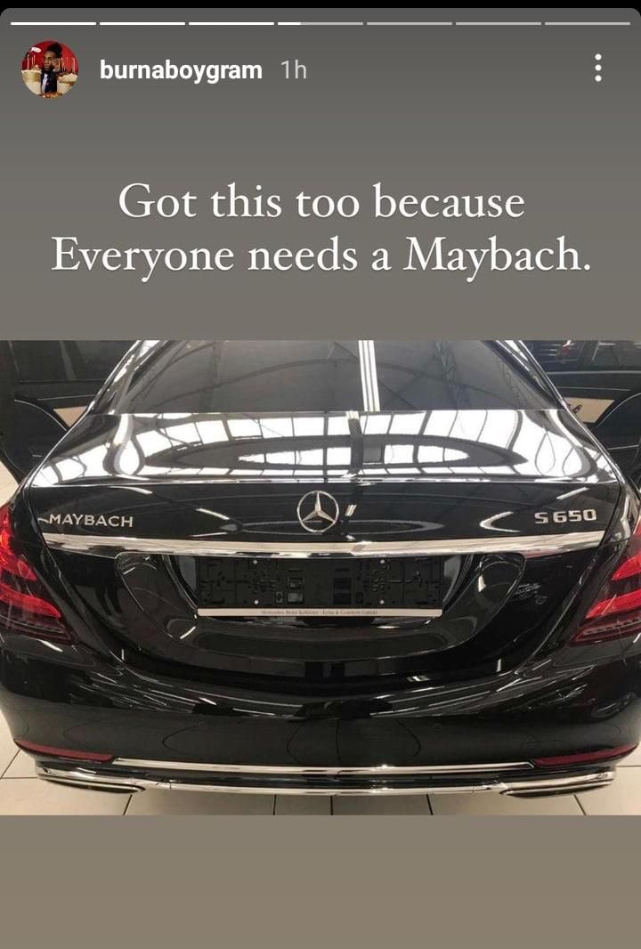 Burna Boy's new car