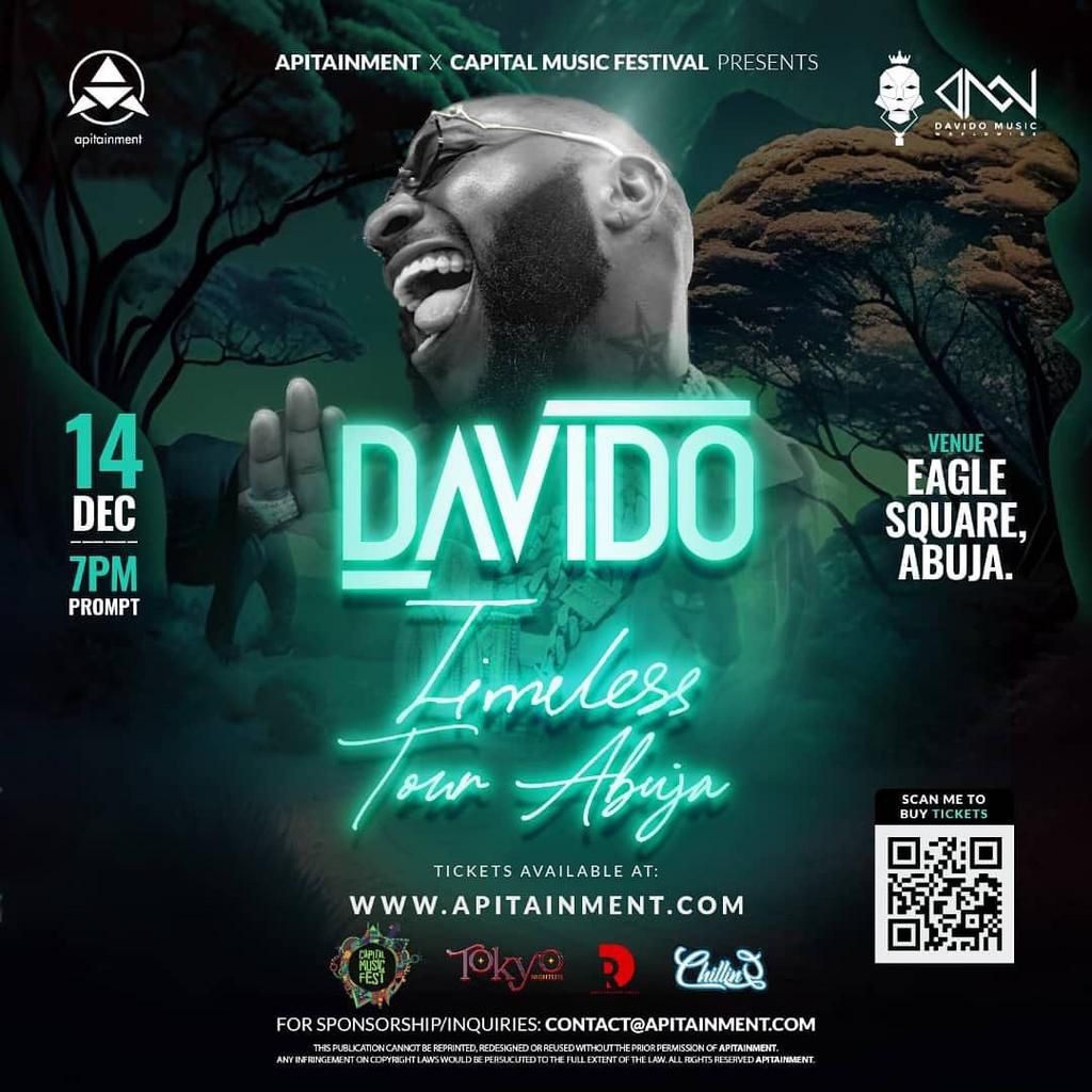 Davido, Apitainment, Capital Music Festival announces Davido Timeless Tour Abuja 2023