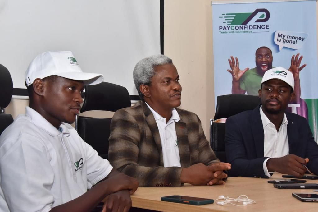 L-R: Chief Technology Officer, Payconfidence Limited, Tunde Sulaiman; Chief Executive Officer, Austin Onwughai; Head of Communications, Emmanuel Chukwu.