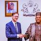 Nigeriás Vice President, Kashim Shettima and the British High Commissioner to Nigeria, Richard Montgomery. [Presidency]