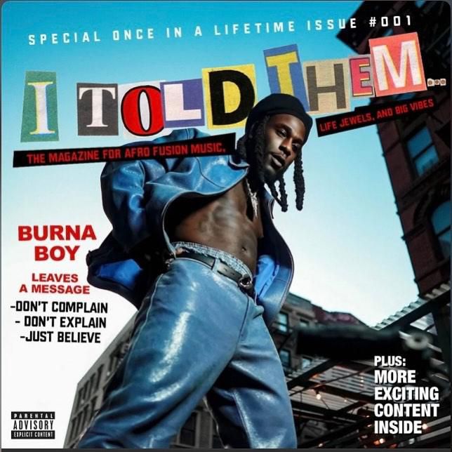 Burna Boy's I TOLD THEM album cover art (Instagram/Burna Boy)