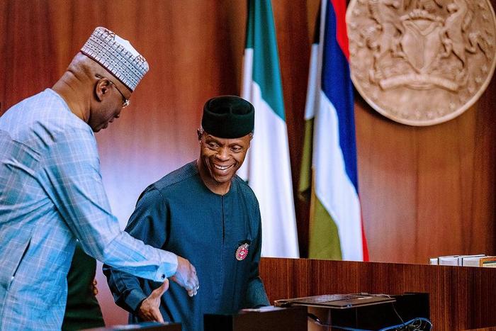 Vice President Yemi Osinbajo presides as FEC honours Prof. Tam David-West. [Twitter/@NigeriaGov]