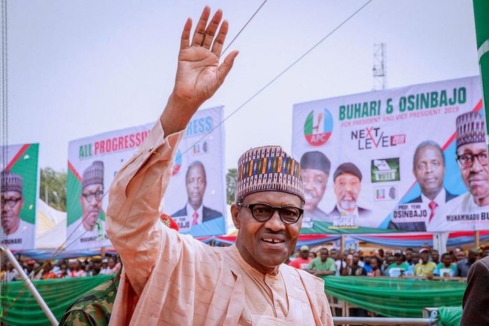 President Muhammadu Buhari's proceeded to a rally organized by his party the All Progressives Congress (APC) after the commissioning of the Zik's Mausoleum in Onitsha. [The News]