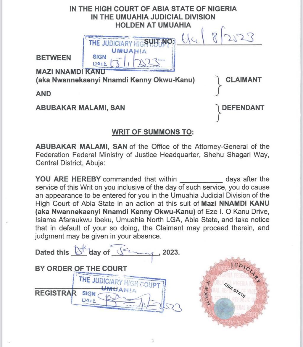 Nnamdi Kanu bail suit doc1